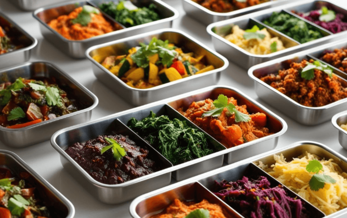 meal prep rozsdamentes acél tárolóban